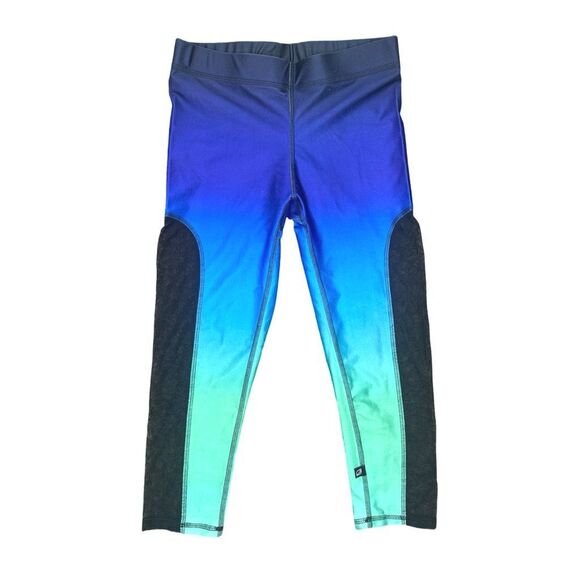 Terez Blue Green Cropped Mesh Leggings - Size Small - Picture 1 of 6